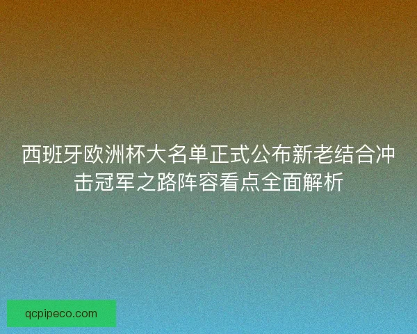 西班牙欧洲杯大名单正式公布新老结合冲击冠军之路阵容看点全面解析