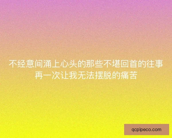 不经意间涌上心头的那些不堪回首的往事再一次让我无法摆脱的痛苦