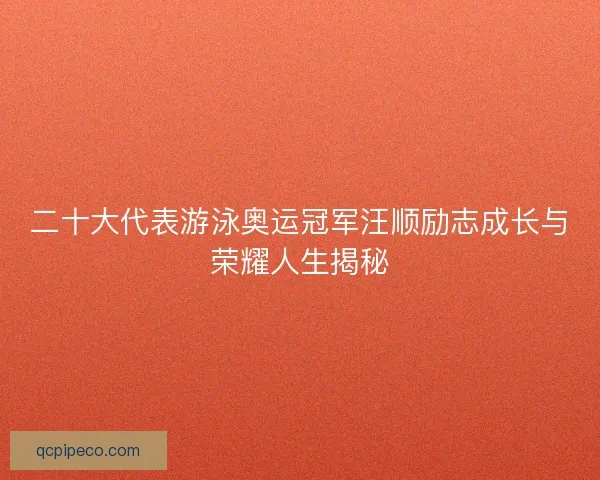二十大代表游泳奥运冠军汪顺励志成长与荣耀人生揭秘
